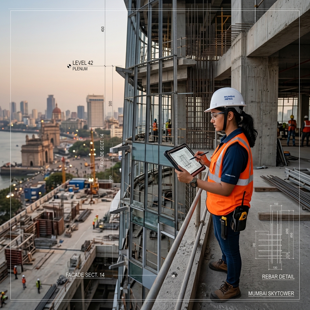Construction Engineer inspecting project
